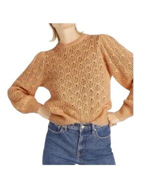 J. Crew Balloon Sleeve Alpaca Blend Cable Knit Cozy Sweater